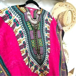 Striking KAFTAN boho MAXI dress/cover up w Gypsy southwestern beach vibe